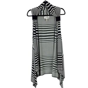 Joseph Ribkoff Monochrome Striped Sleeveless Open Cardigan Size 14